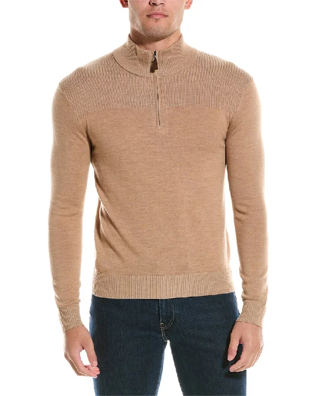 Bruno Magli Plaited Wool 1/4-Zip Sweater Relaxed Men's Beach Relaxed Men's Beach Relaxed Men's Beach