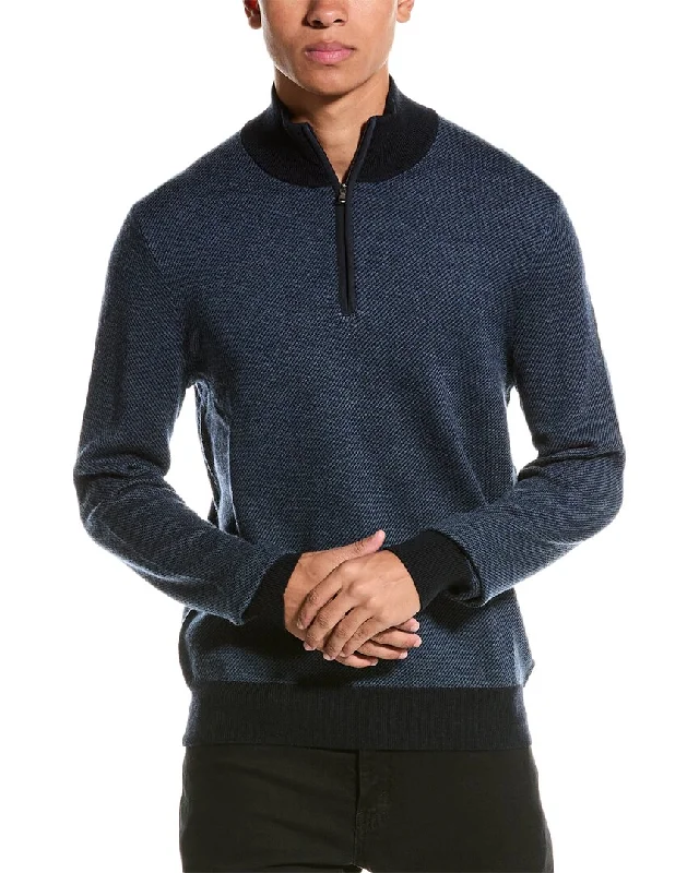 Bruno Magli Twill Suede-Trim Wool Pullover Sophisticated Men's  Sophisticated Men's  Sophisticated Men's 