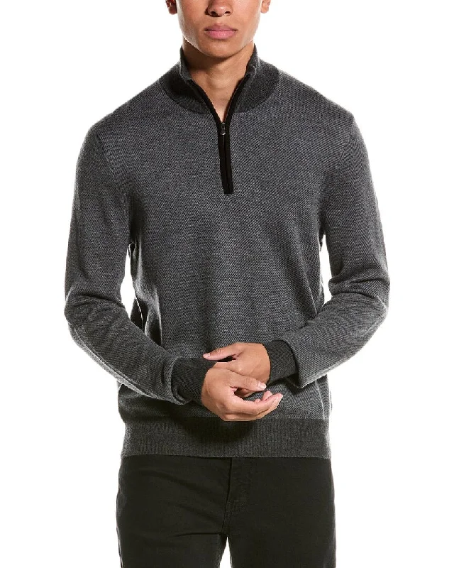 Bruno Magli Twill Suede-Trim Wool Pullover Modern Men's Geometric Modern Men's Geometric Modern Men's Geometric