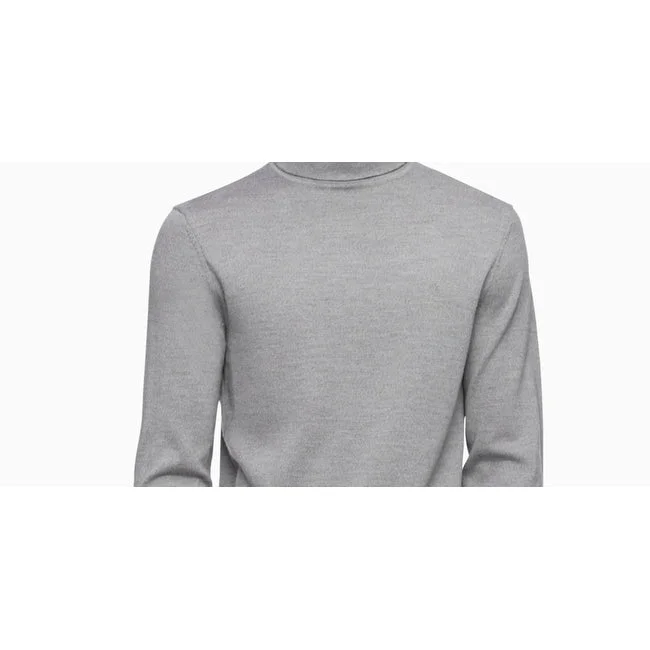 Calvin Klein Men's Merino Turtleneck Logo Sweater Dark Gray Size X-Large Confident Men's High Confident Men's High Confident Men's High