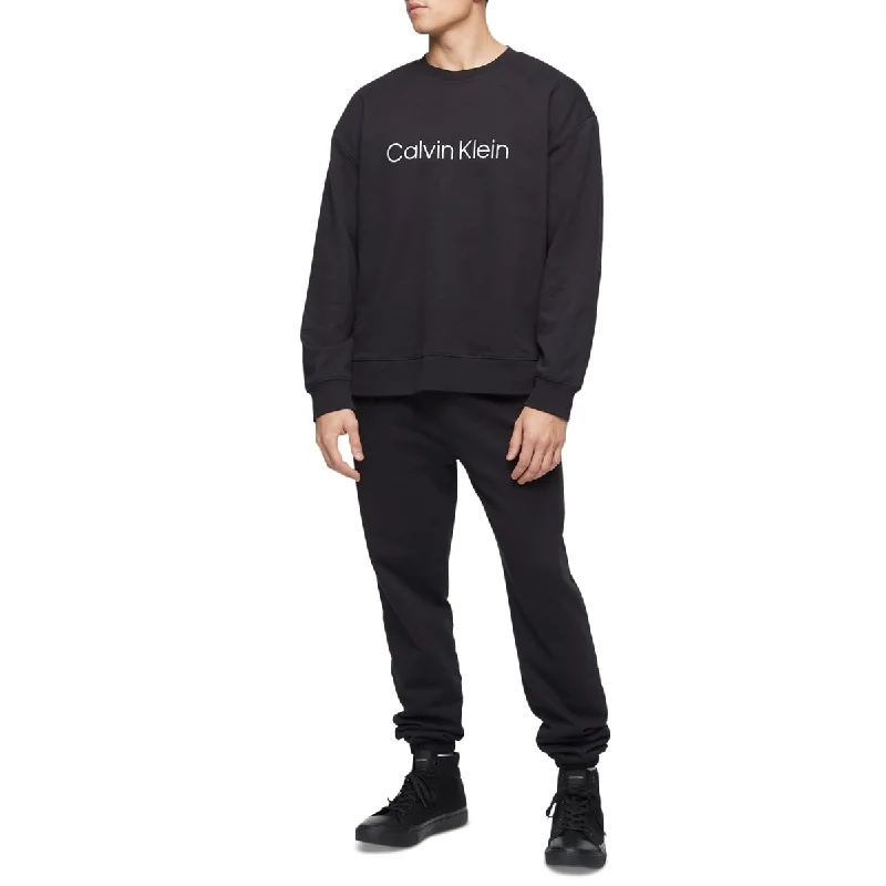 Calvin Klein Men's Relaxed Fit Standard Logo Terry Crewneck Sweatshirt Black Size Large Stylish Men's Tropical  Stylish Men's Tropical  Stylish Men's Tropical 