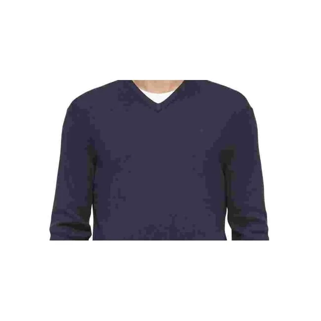 Calvin Klein Men's Ribbed Trim V Neck Pullover Sweater Blue Size X-Large Refined Men's Velvet Refined Men's Velvet Refined Men's Velvet