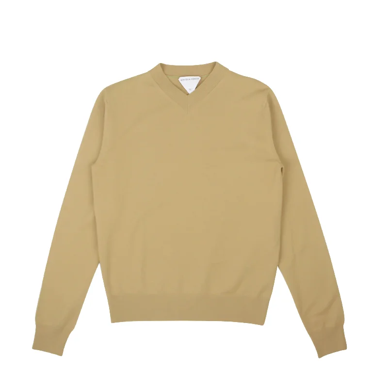 Camel Tan V-Neck Knit Pullover Sweater Earthy Men's Hemp Earthy Men's Hemp Earthy Men's Hemp