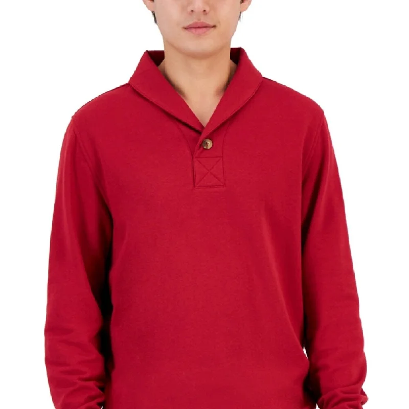 Club Room Men's Shawl Collar Sprilite Fleece Sweater Red Size Medium Casual Men's Loose Casual Men's Loose Casual Men's Loose