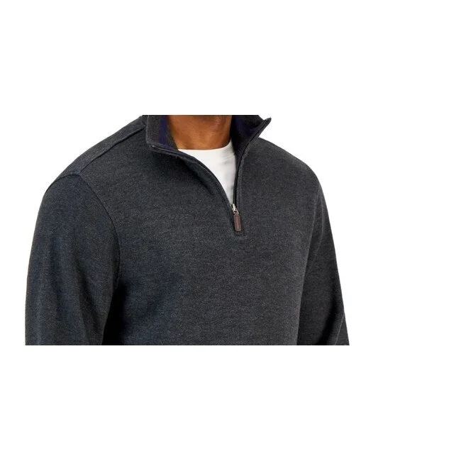 Club Room Men's Solid Classic Fit French Rib Quarter Zip Sweater Gray Size X-Large Relaxed Men's Australian  Relaxed Men's Australian  Relaxed Men's Australian 