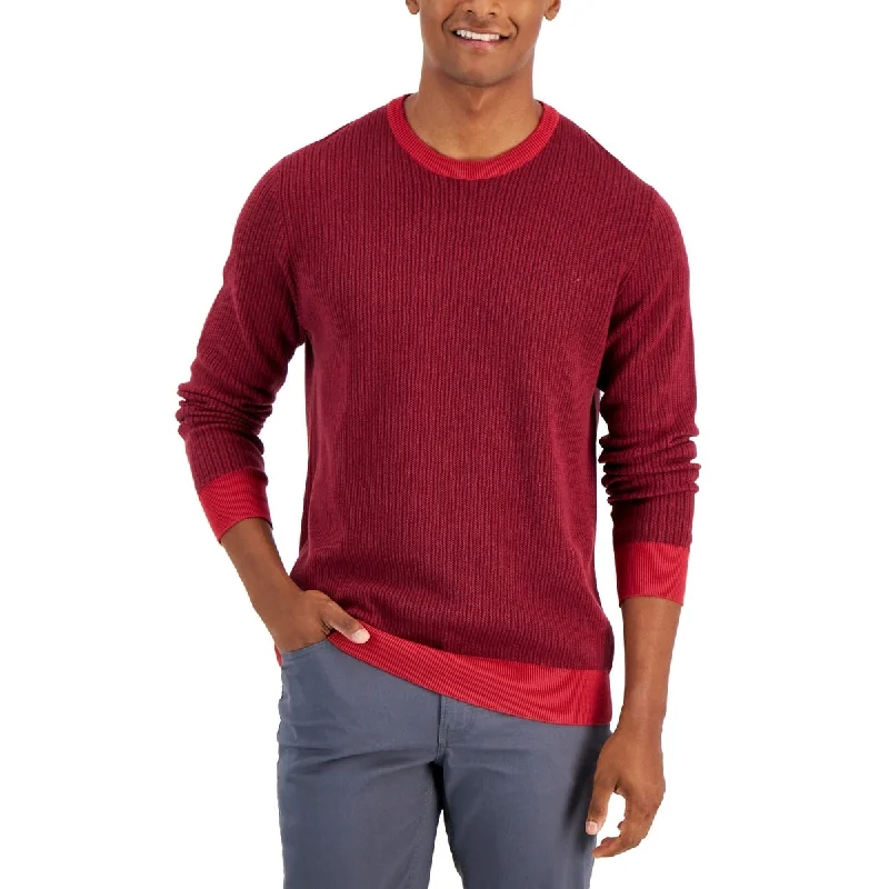 Club Room Men's Two Tone Crewneck Sweater Red Size Medium Refined Men's European Refined Men's European Refined Men's European