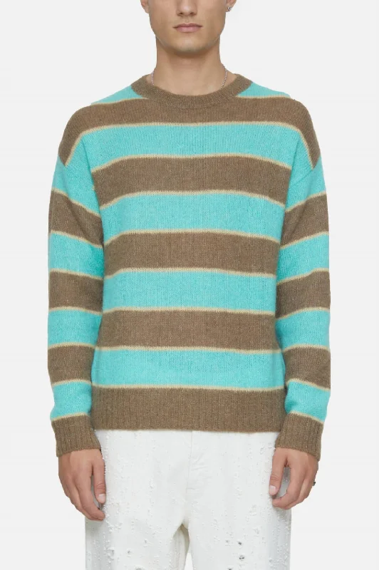 Crew Neck Striped Jumper In Glazed Green Minimalist Men's Casual  Minimalist Men's Casual  Minimalist Men's Casual 