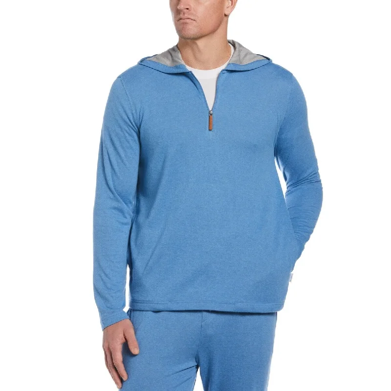 Cubavera Men's Heathered 1/4 Zip Hooded Sweater Blue Size X-Large Masculine Men's Thick Masculine Men's Thick Masculine Men's Thick