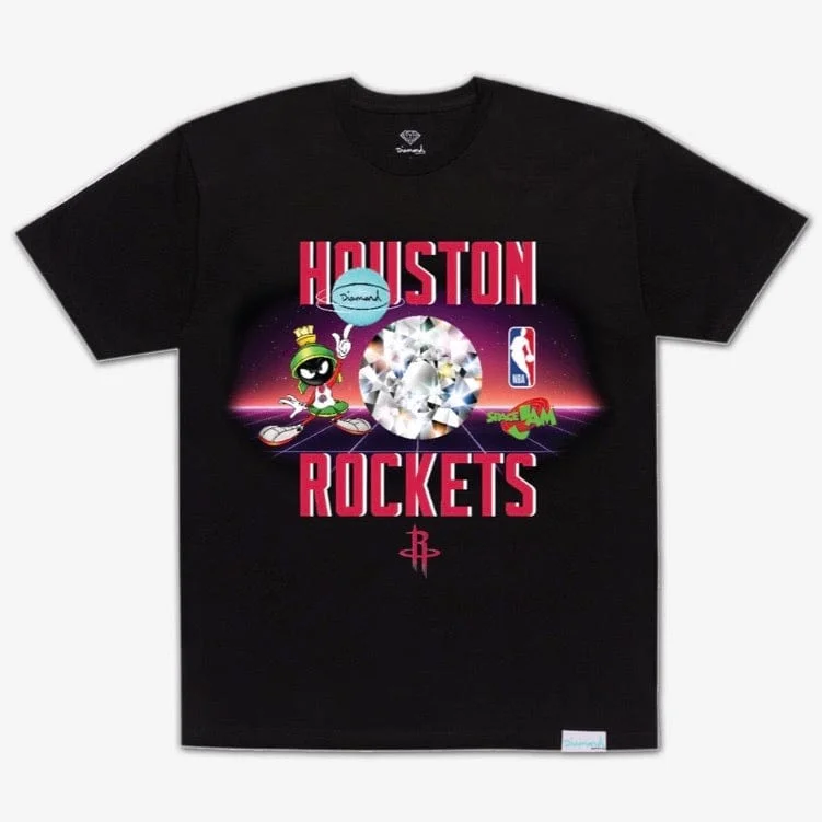 Diamond Supply Space Jam Houston Rockets Tee (Black) A20DMPA206 Polished Men's Silk Polished Men's Silk