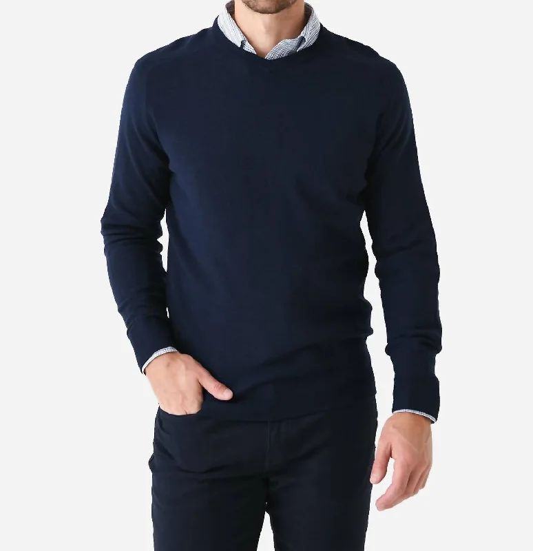 Dover High V-Neck Sweater In Navy Stylish Men's Neon Stylish Men's Neon Stylish Men's Neon