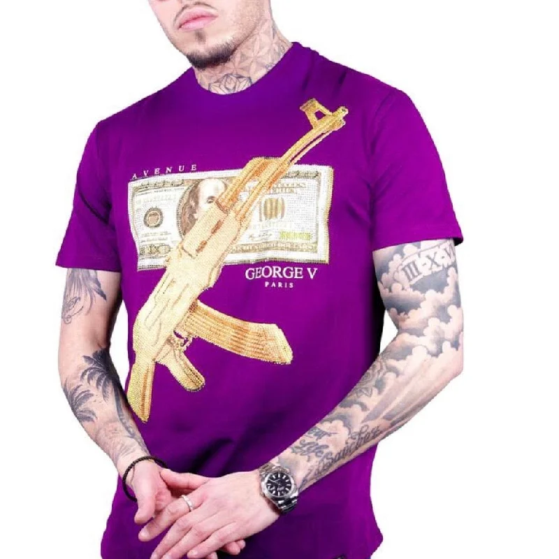 George V Crystal AK T-Shirt (Purple/Gold) GV-2017 Edgy Men's Punk Edgy Men's Punk