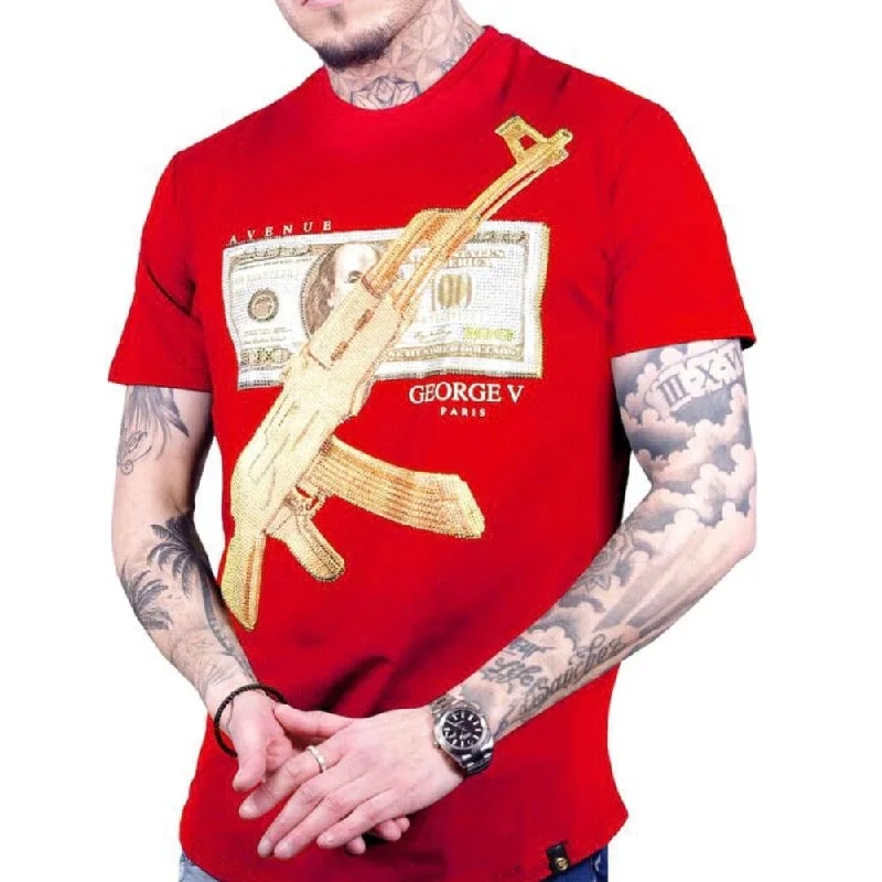 George V Crystal AK T-Shirt (Red/Gold) GV-2017 Laid Laid