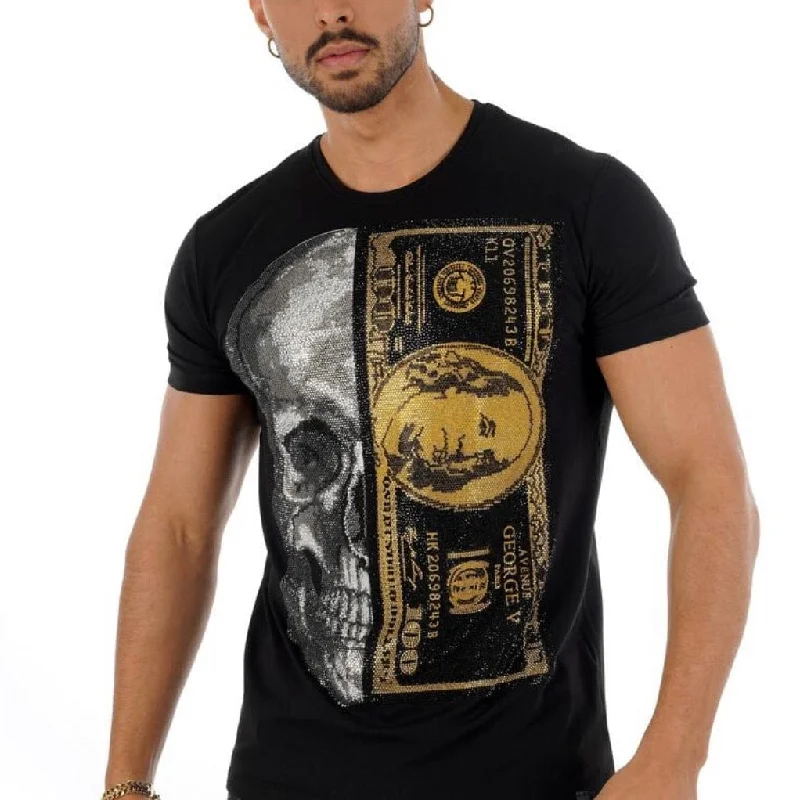 George V Half Skull & Bill T Shirt (Black) GV-2206 Modern Men's Tech Modern Men's Tech