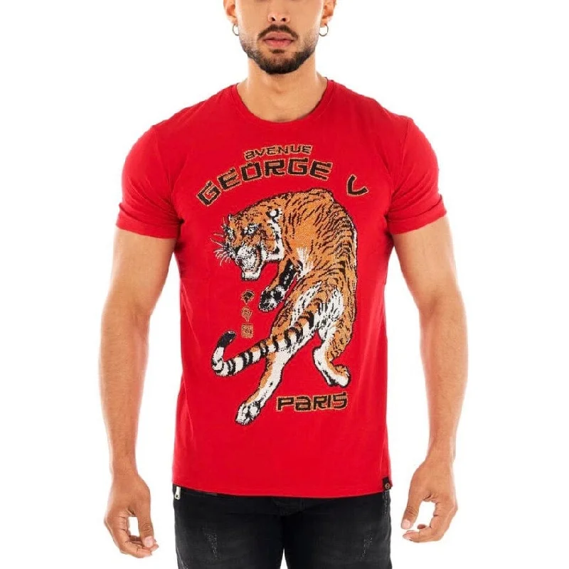 George V Paris Tiger T Shirt (Red) GV-2241 Elegant Men's Formal  Elegant Men's Formal 