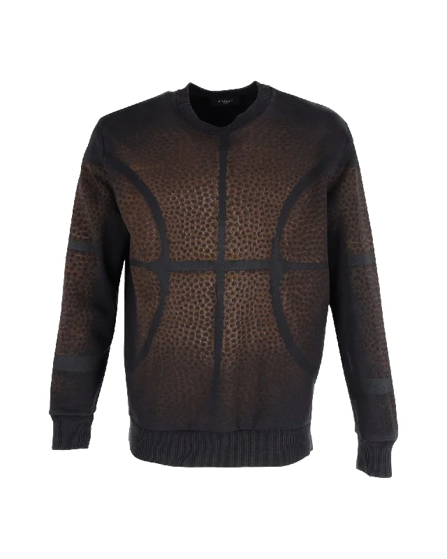 Givenchy Basketball Print Sweater in Brown Cotton Edgy Men's Punk Edgy Men's Punk Edgy Men's Punk