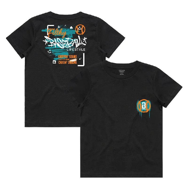 Graffiti Youth Tee - Aqua/Orange Unique Men's Patch Unique Men's Patch