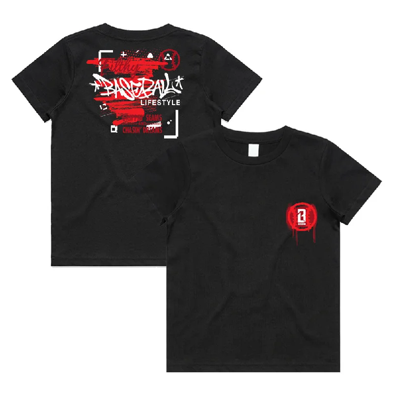 Graffiti Youth Tee - Black/Red Practical Men's Quick Practical Men's Quick