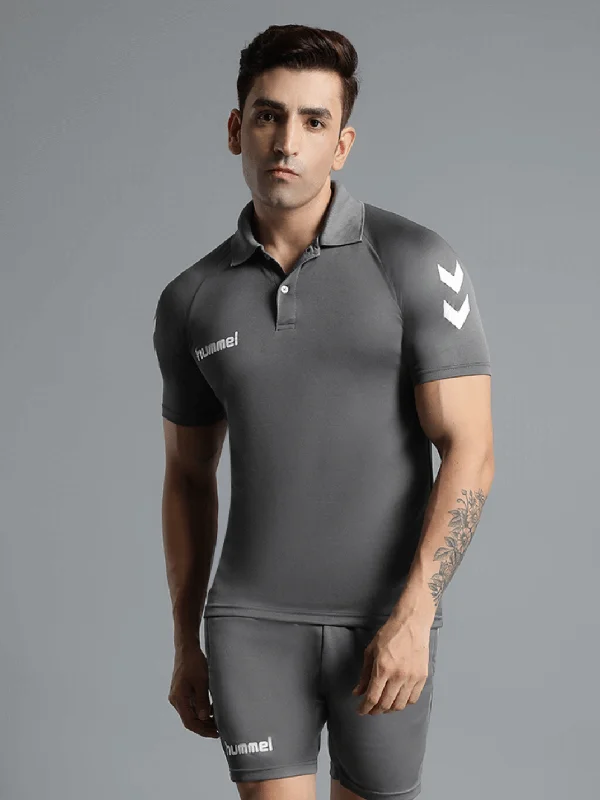 Core functional Polo Neck Half Sleeve Solid Regular fit Polyester T-shirt for Men Comfortable Breathable Fabric Stretchable for Everyday Use Ideal for Yoga Training Gym Running or Performance Monochromatic All Monochromatic All