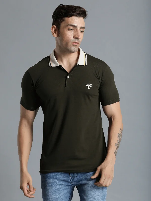 Marco Men Olive Polo T-Shirt Elegant Men's Cashmere Elegant Men's Cashmere