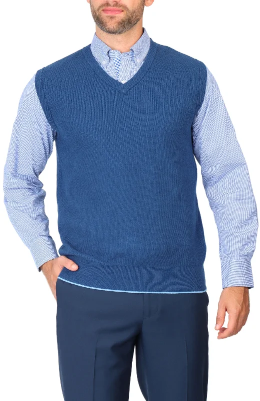 Indigo Blue Textured Waffle Sweater Vest Bohemian Men's Free Bohemian Men's Free Bohemian Men's Free