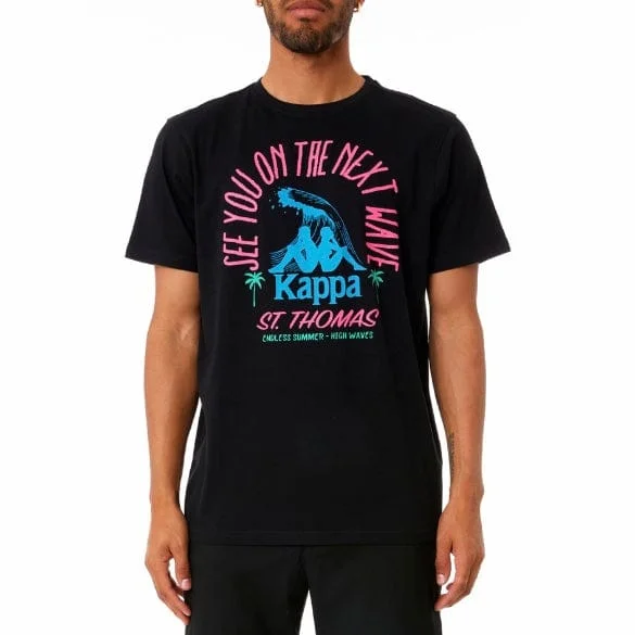 Kappa Authentic Aelous T Shirt (Black/Blue/Pink) 33146IW Youthful Men's Anime Youthful Men's Anime