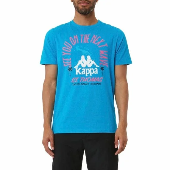 Kappa Authentic Aelous T Shirt (Blue/White/Pink) 33146IW Refined Men's Velvet Refined Men's Velvet