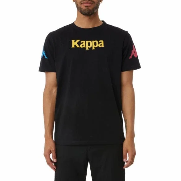 Kappa Authentic Paroo T Shirt (Black/Fuchsia-Blue/Yellow) 34155EW Casual Men's Loose Casual Men's Loose