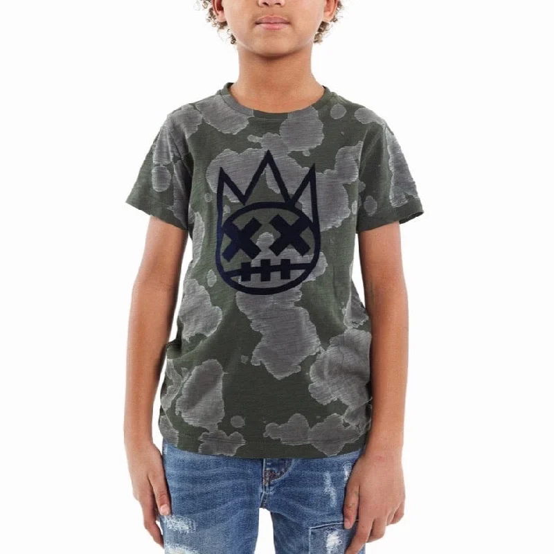 Kid's Cult Shimuchan Flocking Graphic T-Shirt (Green) 88B9-KT05E Masculine Men's  Masculine Men's 