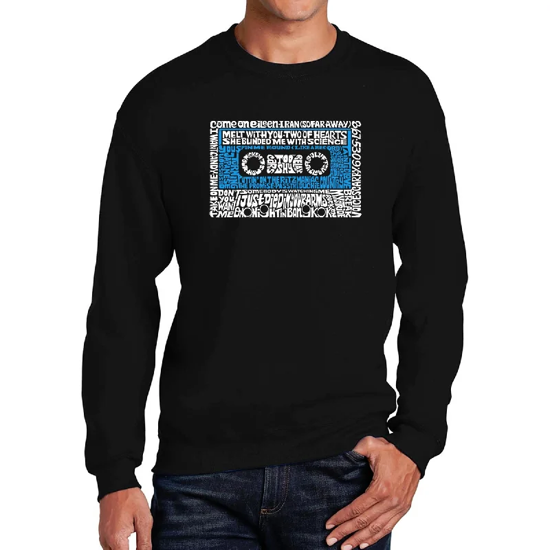 LA Pop Art Men's Word Art Crewneck Sweatshirt - 80s One Hit Wonders Casual Men's Japanese  Casual Men's Japanese  Casual Men's Japanese 