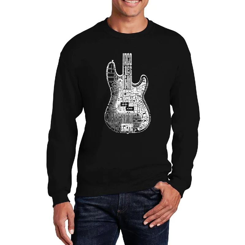 LA Pop Art Men's Word Art Crewneck Sweatshirt - Bass Guitar Vacation Vacation Vacation