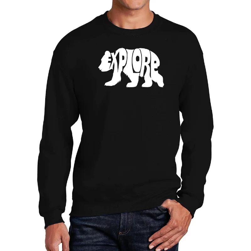 LA Pop Art Men's Word Art Crewneck Sweatshirt - Explore Sophisticated Men's  Sophisticated Men's  Sophisticated Men's 