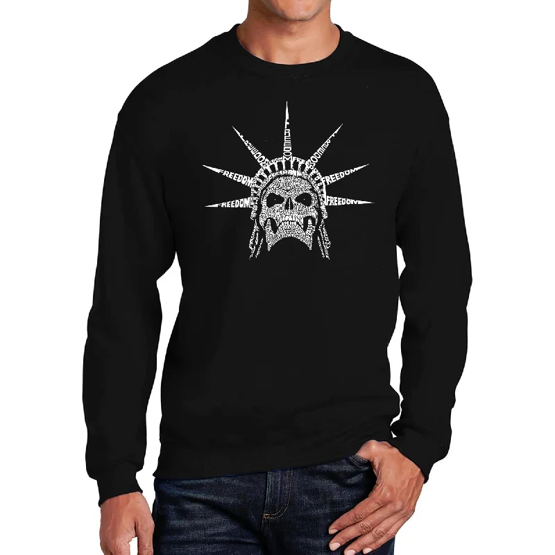 LA Pop Art Men's Word Art Crewneck Sweatshirt - Freedom Skull Gym Gym Gym