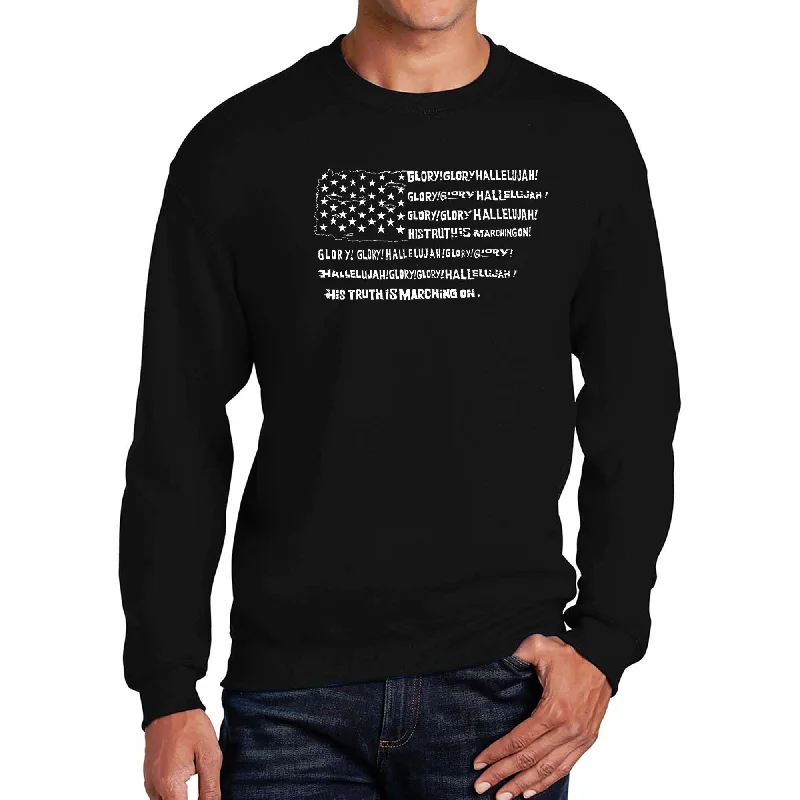 LA Pop Art Men's Word Art Crewneck Sweatshirt - Glory Hallelujah Flag Masculine Men's  Masculine Men's  Masculine Men's 