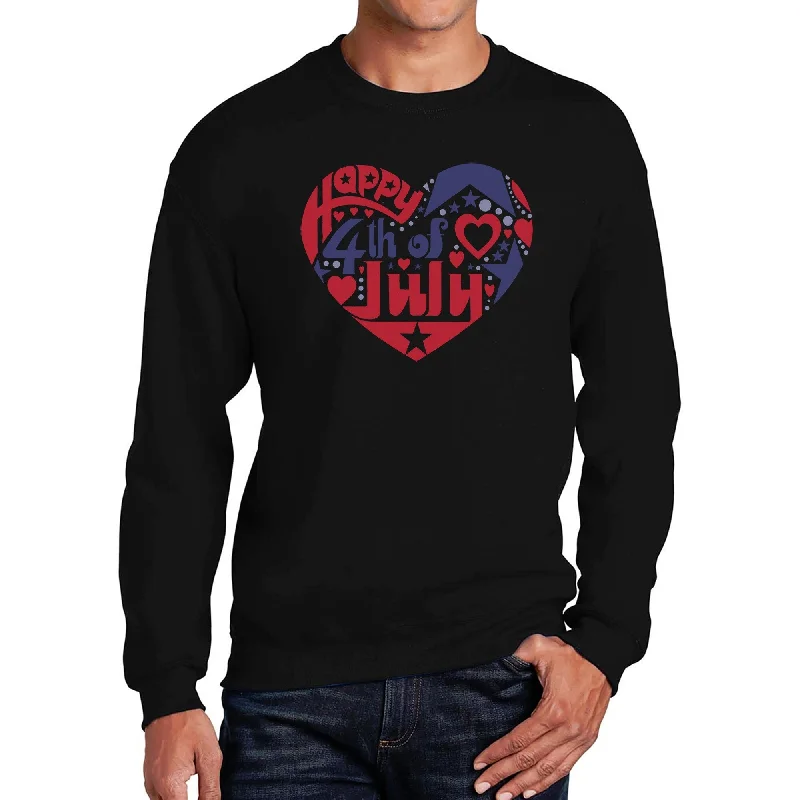 LA Pop Art Men's Word Art Crewneck Sweatshirt - July 4th Heart Artistic Men's Avant Artistic Men's Avant Artistic Men's Avant