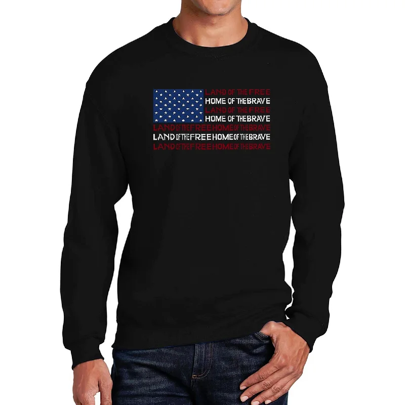 LA Pop Art Men's Word Art Crewneck Sweatshirt - Land of the Free American Flag Business Business Business