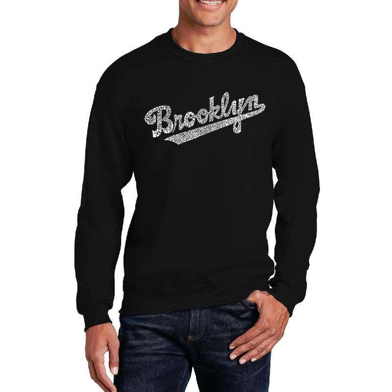 LA Pop Art Men's Word Art Crewneck Sweatshirt - New Brooklyn Casual Men's Loose Casual Men's Loose Casual Men's Loose