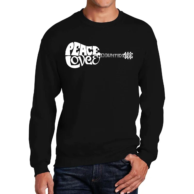 LA Pop Art Men's Word Art Crewneck Sweatshirt - Peace Love Country Dapper Men's Bow Dapper Men's Bow Dapper Men's Bow