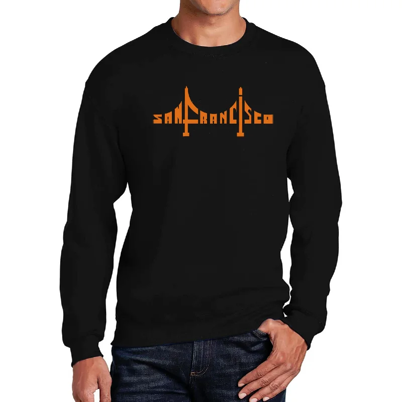 LA Pop Art Men's Word Art Crewneck Sweatshirt - San Francisco Bridge Refined Men's Velvet Refined Men's Velvet Refined Men's Velvet