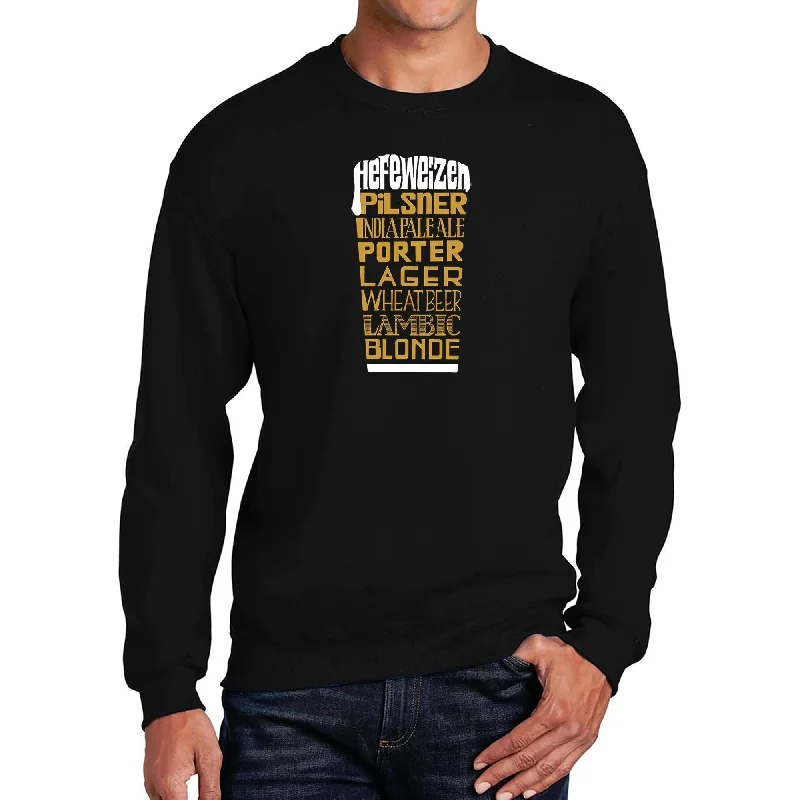 LA Pop Art Men's Word Art Crewneck Sweatshirt - Styles of Beer Streetwear Style Streetwear Style Streetwear Style