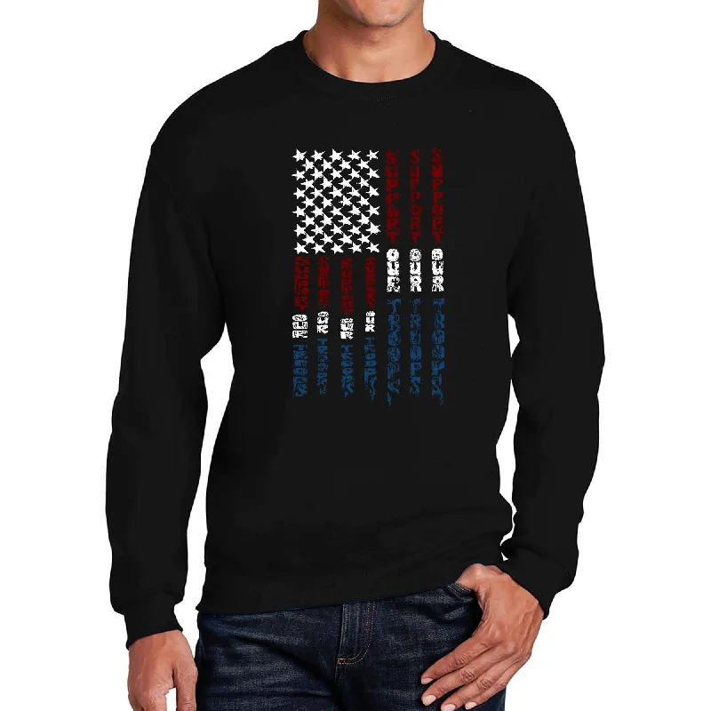 LA Pop Art Men's Word Art Crewneck Sweatshirt - Support our Troops Youthful Men's Pop Youthful Men's Pop Youthful Men's Pop