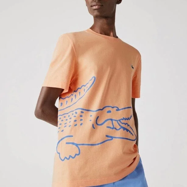 Lacoste Crew Neck Crocodile Print Organic Cotton T Shirt (Light Orange) TH0458 Street Street