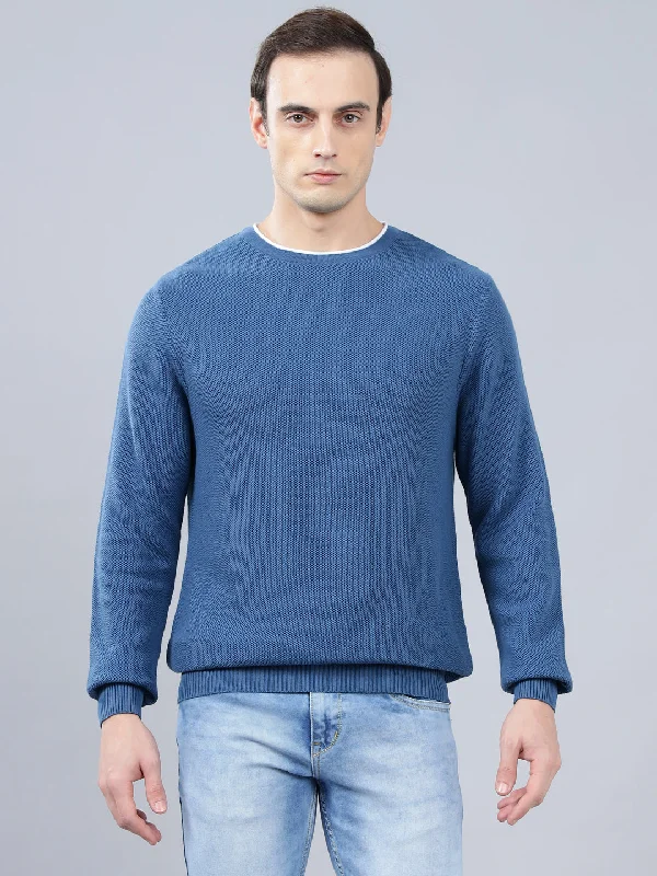 Men's Blue Self Design Full Sleeve Sweater Bold Men's Animal Bold Men's Animal Bold Men's Animal