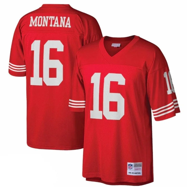 Mitchell & Ness Joe Montana San Francisco 49ers Replica Throwback Jersey (Red) Trendy Men's Scandinavian Trendy Men's Scandinavian