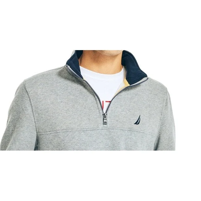 Nautica Men's J Class Classic Fit Quarter Zip Fleece Sweatshirt Gray Size X-Small Athletic Men's Compression Athletic Men's Compression Athletic Men's Compression