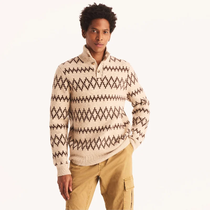 Nautica Mens Jacquard Mock-Neck Sweater Unique Men's Patch Unique Men's Patch Unique Men's Patch