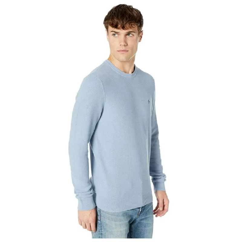 Original Penguin Men's Tuck Stitch Sweater Blue Size Medium Unique Men's Patch Unique Men's Patch Unique Men's Patch