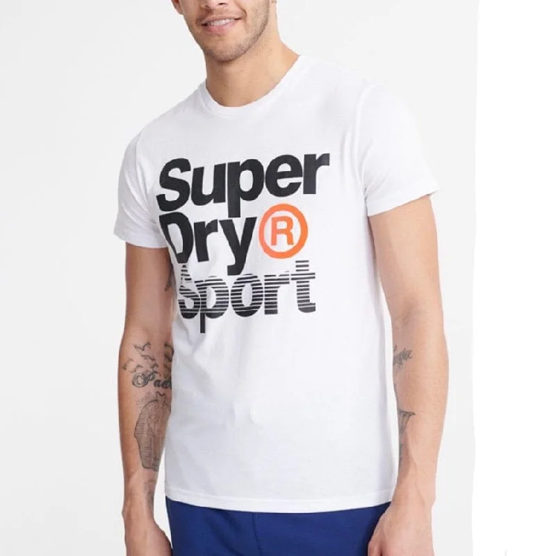 Superdry Core Sport T Shirt (White) - MS300010A Practical Men's Quick Practical Men's Quick