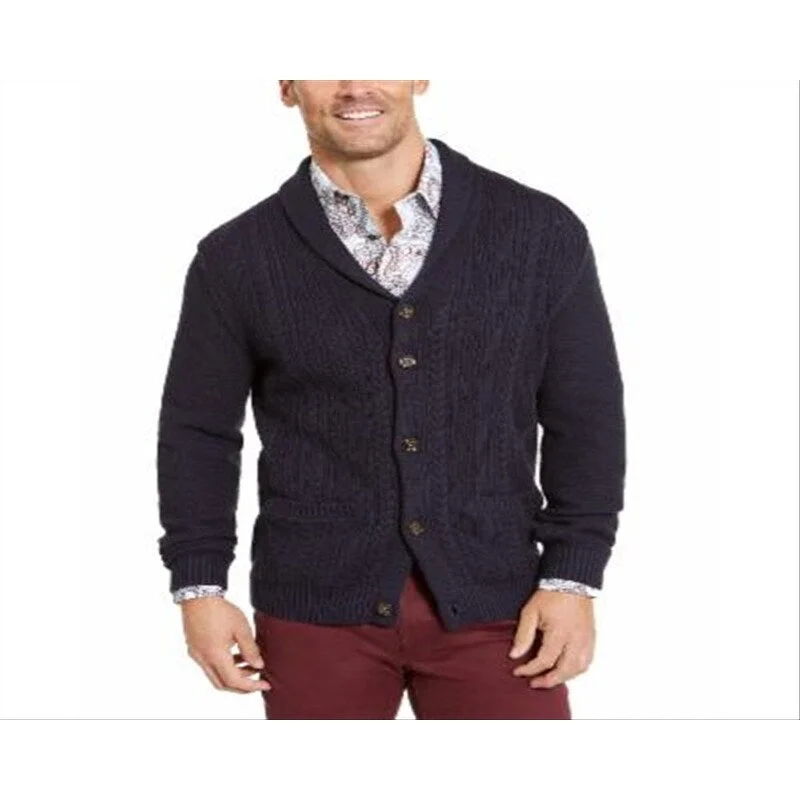 Tasso Elba Men's Chunky Shawl Cardigan Sweater Blue Size Small Luxurious Men's High Luxurious Men's High Luxurious Men's High