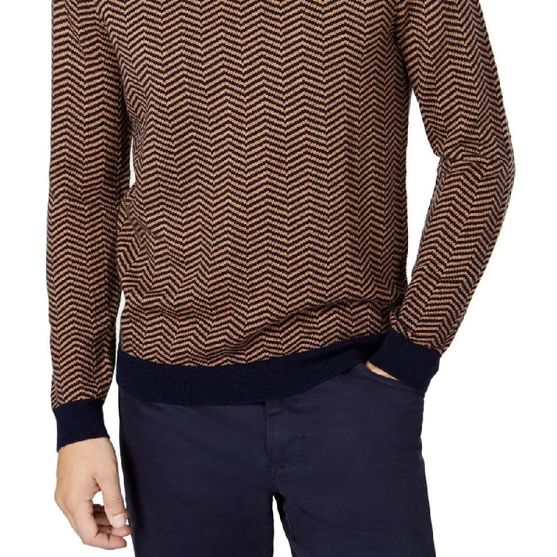 Tasso Elba Men's Merino Herringbone Sweater Brown Size Small Modern Men's  Modern Men's  Modern Men's 