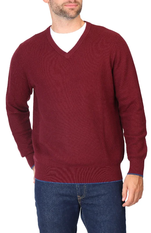 Textured Waffle V-Neck Sweater Earthy Men's Sustainable  Earthy Men's Sustainable  Earthy Men's Sustainable 